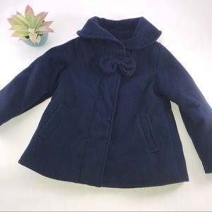 London Fog Peacoat - Navy, Zip-up, Bow Detail